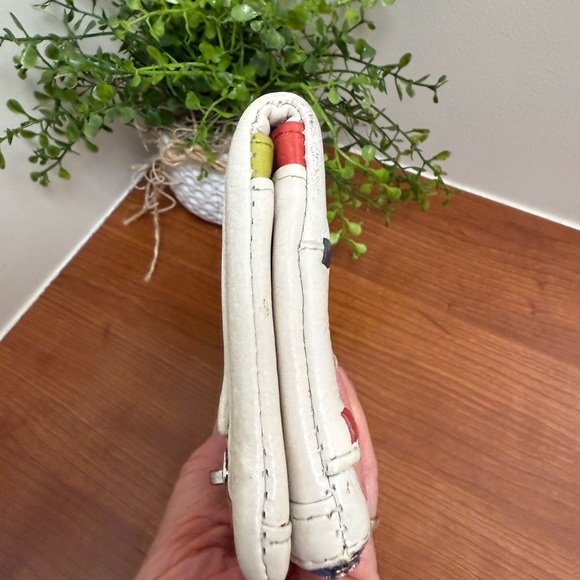 Brighton Leather Wallet White With multicolor Braided band around - Picture 7 of 16